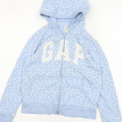 Gap Girls Blue Star Sequin Logo Full Zip Hoodie L 10-11 Years
