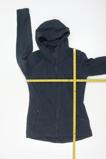 Athleta Women’s Blue S Full Zip Hooded Fleece Sweatshirt Zip Pockets