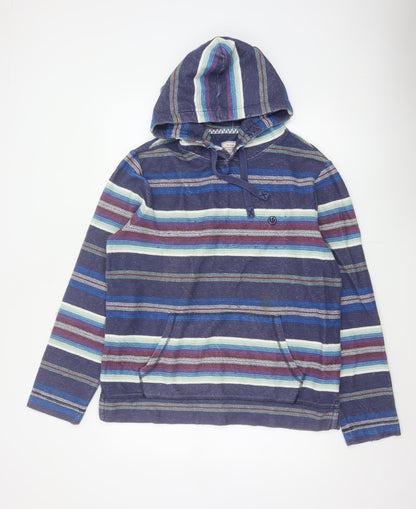 Fat Face Men’s Multicoloured Striped Pullover Hoodie L Cotton