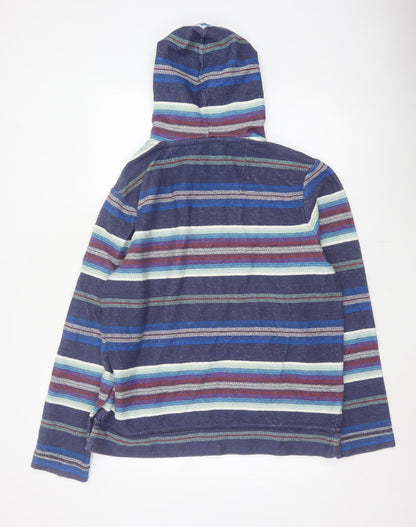 Fat Face Men’s Multicoloured Striped Pullover Hoodie L Cotton