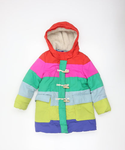 Boden Girls Multicoloured 6-7 Years Duffle Coat Hooded Fleece Lined