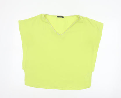 Oasis Women Yellow V-Neck Cap Sleeve Sheer Blouse Size 10