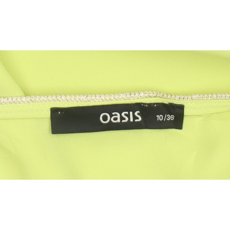 Oasis Women Yellow V-Neck Cap Sleeve Sheer Blouse Size 10