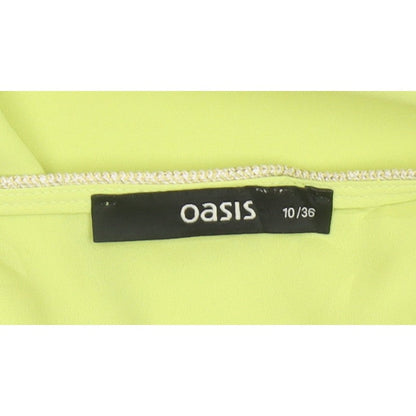 Oasis Women Yellow V-Neck Cap Sleeve Sheer Blouse Size 10