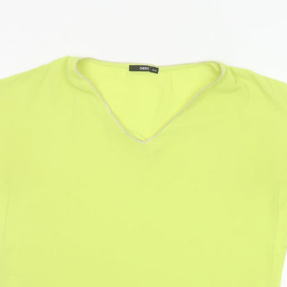 Oasis Women Yellow V-Neck Cap Sleeve Sheer Blouse Size 10
