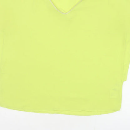Oasis Women Yellow V-Neck Cap Sleeve Sheer Blouse Size 10