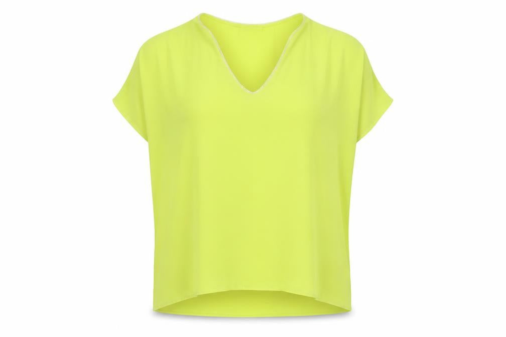 Oasis Women Yellow V-Neck Cap Sleeve Sheer Blouse Size 10