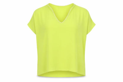 Oasis Women Yellow V-Neck Cap Sleeve Sheer Blouse Size 10
