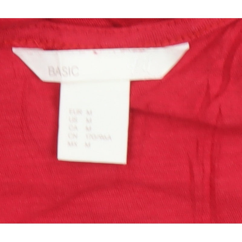 BASIC Women Red M Sleeveless Scoop Neck Fit & Flare Jersey Dress