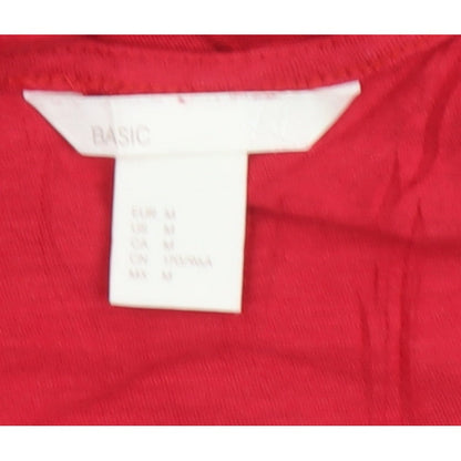 BASIC Women Red M Sleeveless Scoop Neck Fit & Flare Jersey Dress