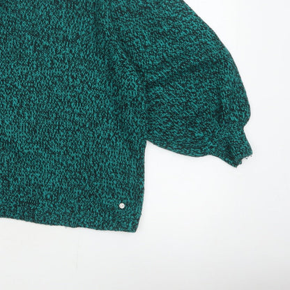 Ted Baker Women Green UK 10 High Neck Puff Sleeve Knit Jumper