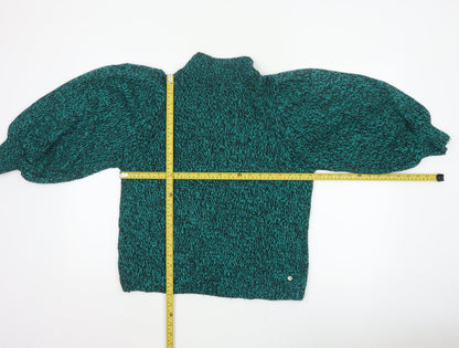 Ted Baker Women Green UK 10 High Neck Puff Sleeve Knit Jumper