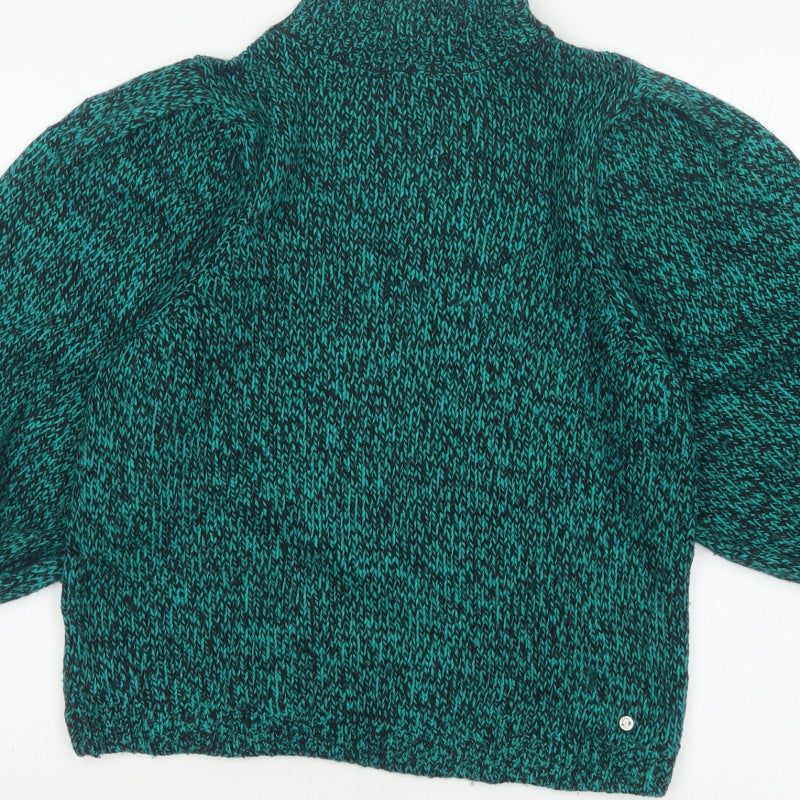 Ted Baker Women Green UK 10 High Neck Puff Sleeve Knit Jumper