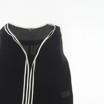 Warehouse Women Black UK 12 Sleeveless V-Neck Contrast Trim Blouse