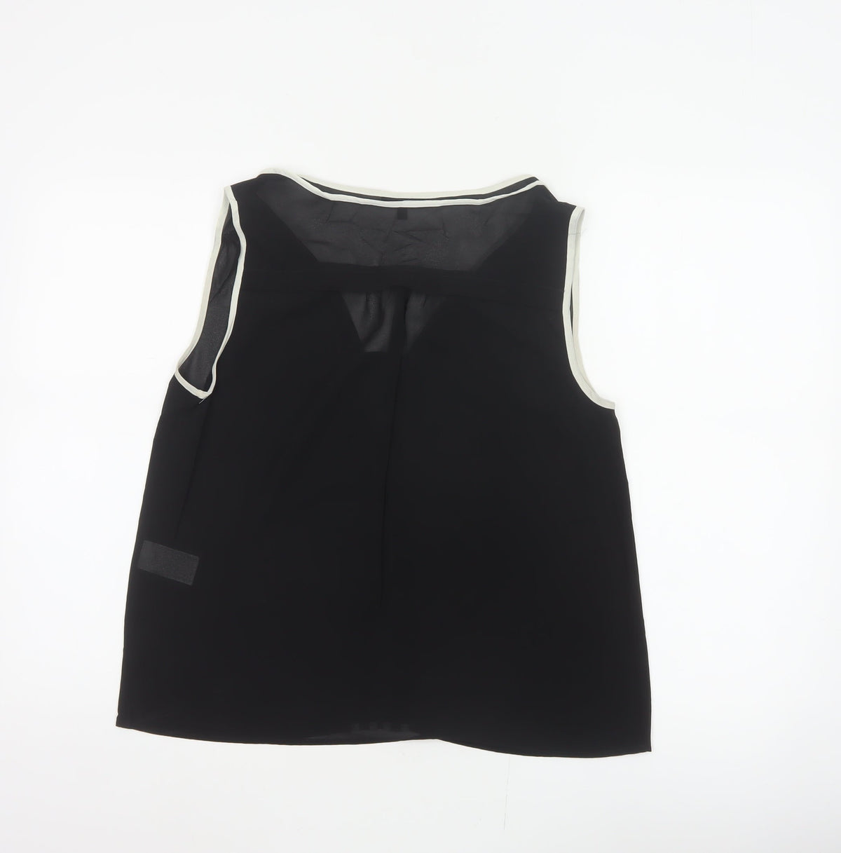 Warehouse Women Black UK 12 Sleeveless V-Neck Contrast Trim Blouse