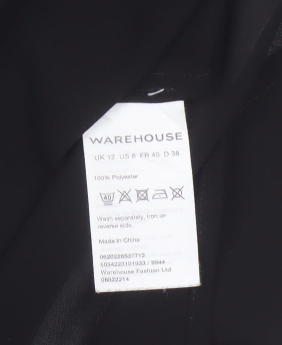 Warehouse Women Black UK 12 Sleeveless V-Neck Contrast Trim Blouse