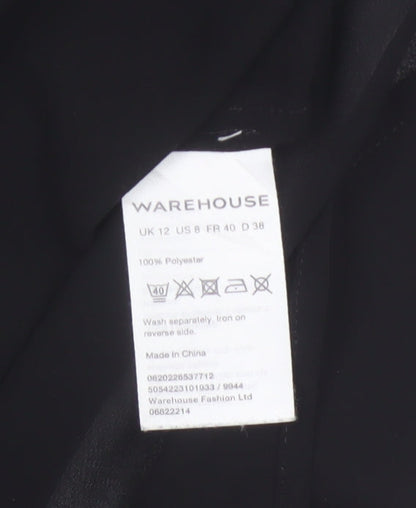 Warehouse Women Black UK 12 Sleeveless V-Neck Contrast Trim Blouse