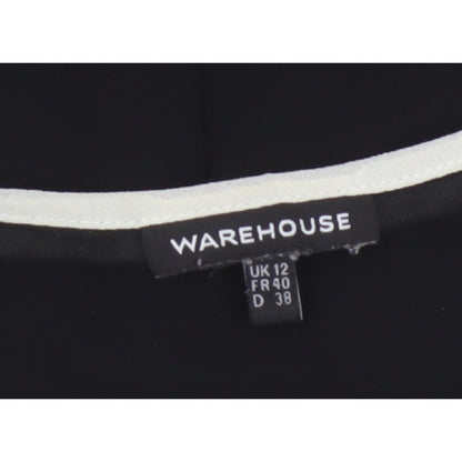 Warehouse Women Black UK 12 Sleeveless V-Neck Contrast Trim Blouse