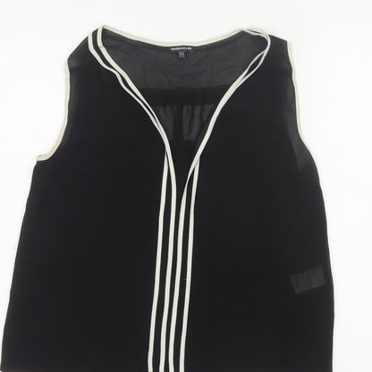 Warehouse Women Black UK 12 Sleeveless V-Neck Contrast Trim Blouse