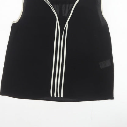 Warehouse Women Black UK 12 Sleeveless V-Neck Contrast Trim Blouse