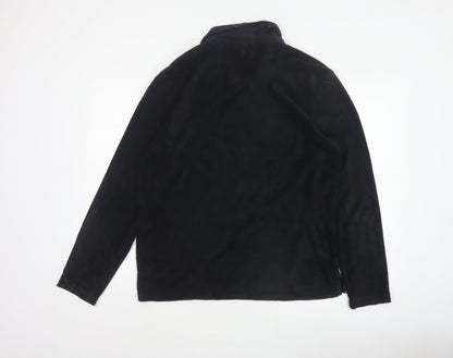 H&M Unisex Black M Regular Fit Collared Fleece Pullover Top