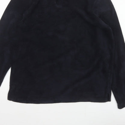 H&M Unisex Black M Regular Fit Collared Fleece Pullover Top