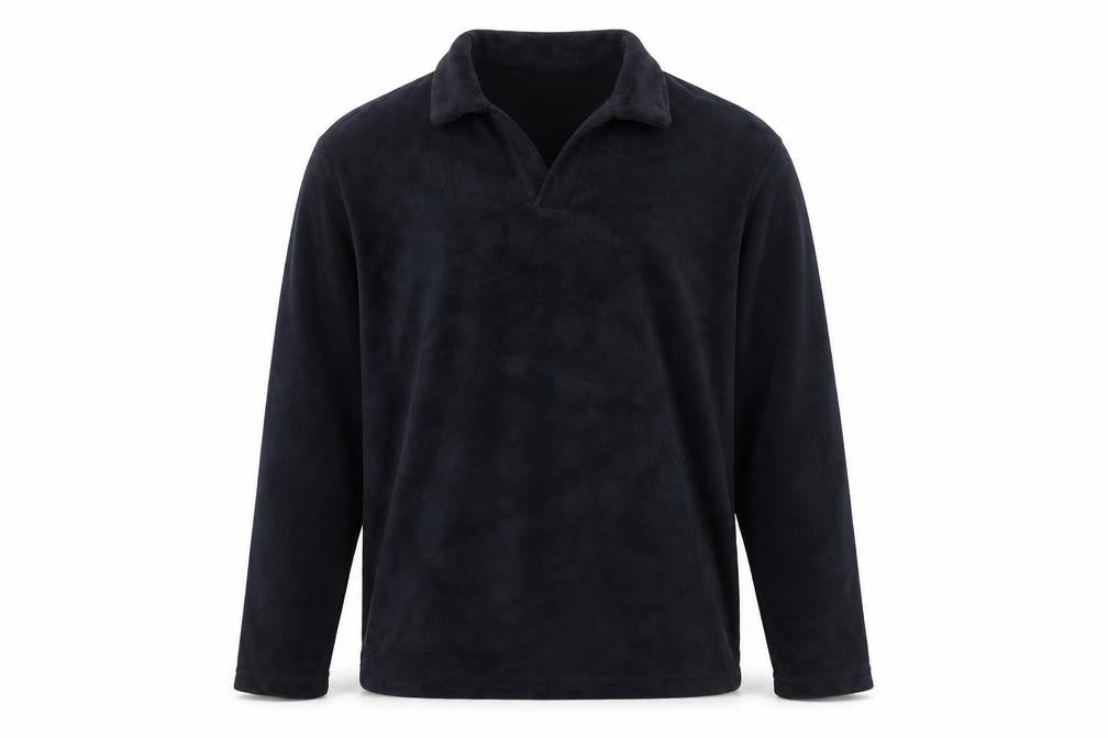 H&M Unisex Black M Regular Fit Collared Fleece Pullover Top
