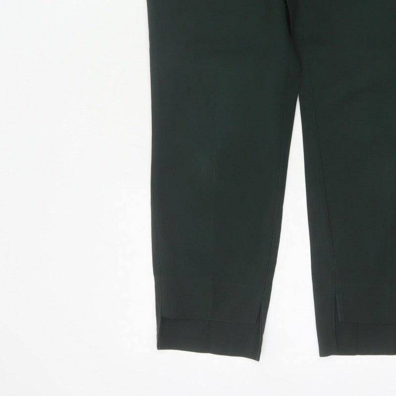 Zara Women Green UK 12 High Rise Tapered Cropped Dress Trousers
