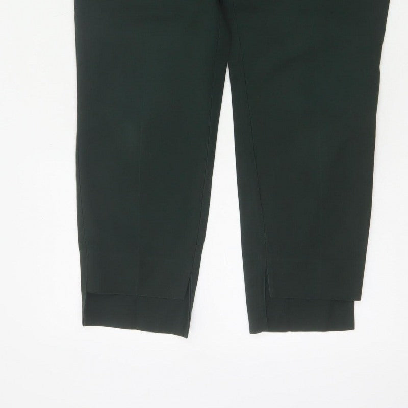 Zara Women Green UK 12 High Rise Tapered Cropped Dress Trousers