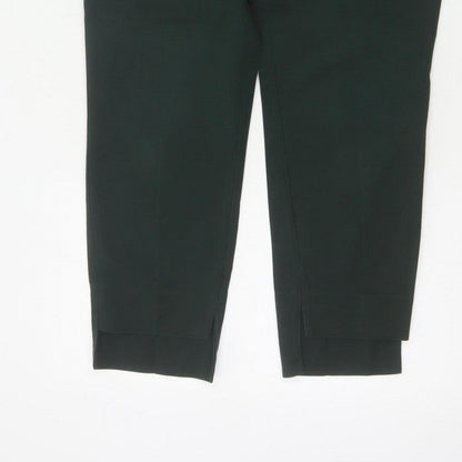 Zara Women Green UK 12 High Rise Tapered Cropped Dress Trousers