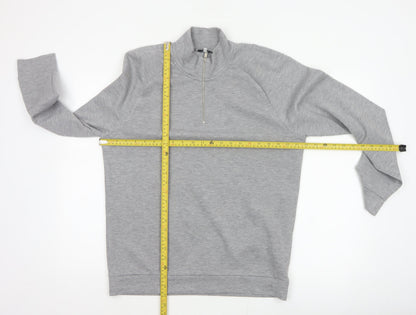 Reiss Men’s Grey M Quarter Zip High Neck Jersey Sweatshirt