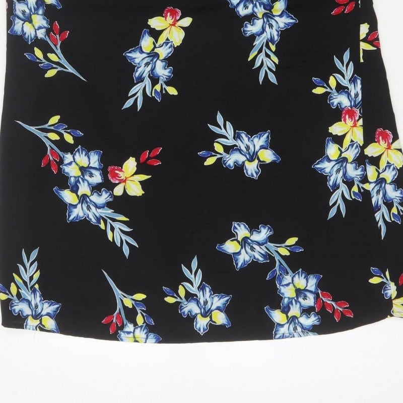 New Look Women Black Floral One Shoulder Ruffle Dress UK 12
