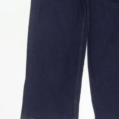 Marks and Spencer Women's Blue UK 10 Long High Rise Wide-Leg Stretch Jeans