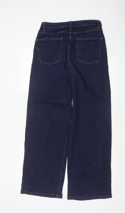 Marks and Spencer Women's Blue UK 10 Long High Rise Wide-Leg Stretch Jeans