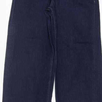 Marks and Spencer Women's Blue UK 10 Long High Rise Wide-Leg Stretch Jeans