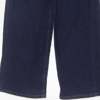 Marks and Spencer Women's Blue UK 10 Long High Rise Wide-Leg Stretch Jeans