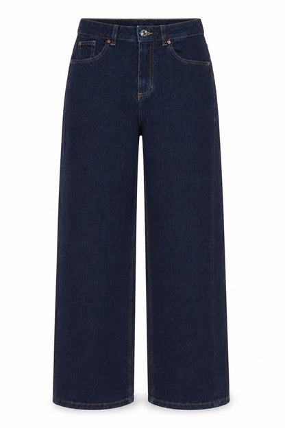 Marks and Spencer Women's Blue UK 10 Long High Rise Wide-Leg Stretch Jeans
