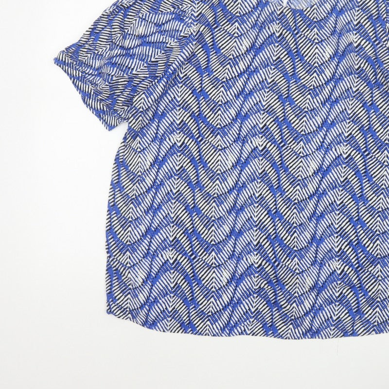Marks and Spencer Women Blue Geometric Print Size 14 Tunic Blouse