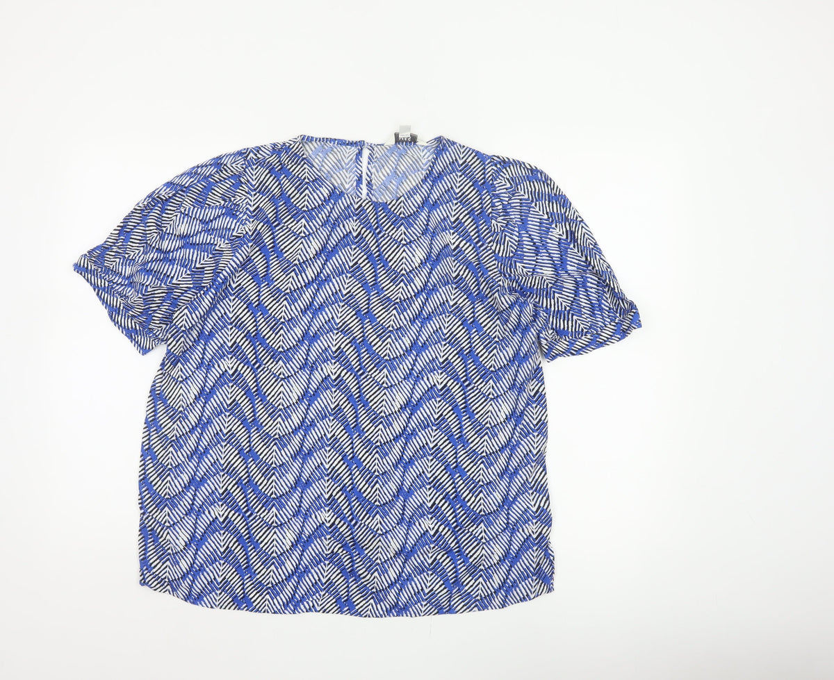 Marks and Spencer Women Blue Geometric Print Size 14 Tunic Blouse