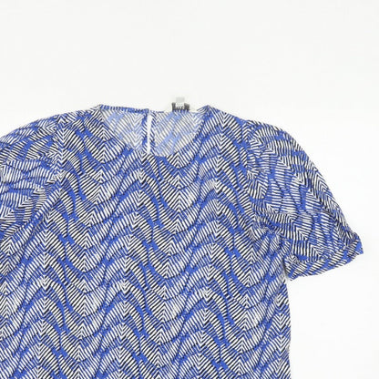 Marks and Spencer Women Blue Geometric Print Size 14 Tunic Blouse