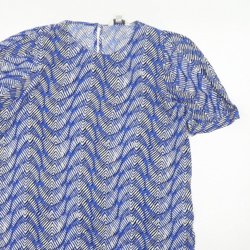 Marks and Spencer Women Blue Geometric Print Size 14 Tunic Blouse