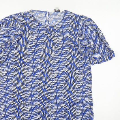Marks and Spencer Women Blue Geometric Print Size 14 Tunic Blouse