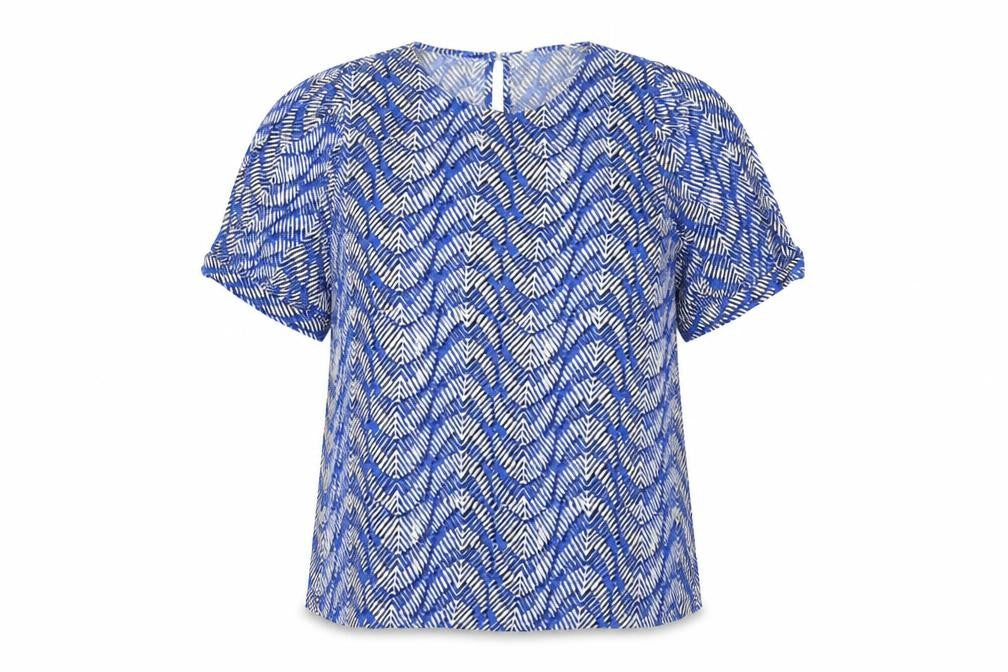 Marks and Spencer Women Blue Geometric Print Size 14 Tunic Blouse