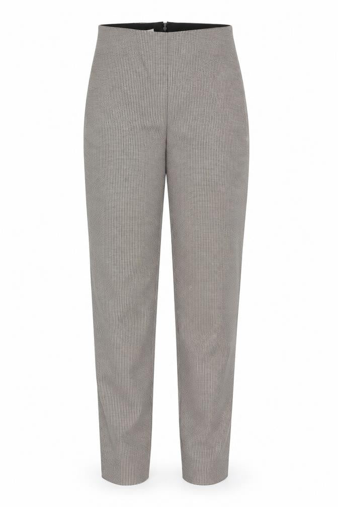 Mango Women Brown Check High Waist Tapered Dress Trousers UK 10