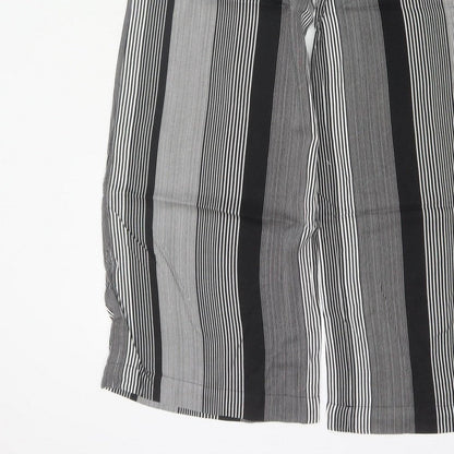 Marks & Spencer Women Black White UK 8 Wide Leg Striped Cropped Trousers