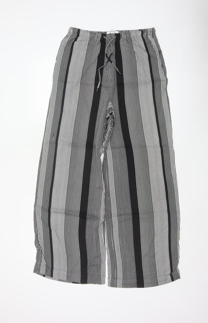 Marks & Spencer Women Black White UK 8 Wide Leg Striped Cropped Trousers