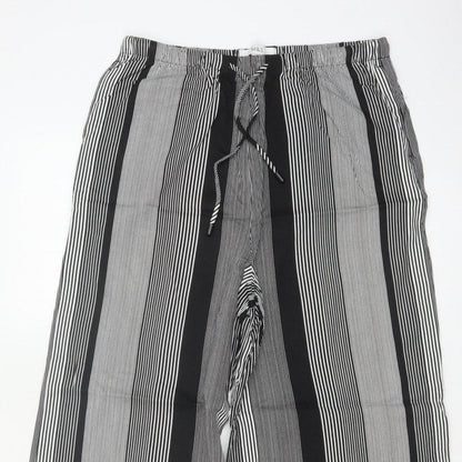 Marks & Spencer Women Black White UK 8 Wide Leg Striped Cropped Trousers