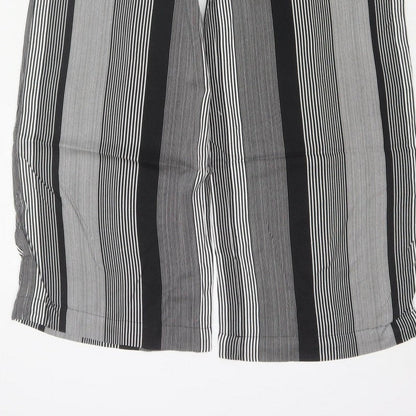 Marks & Spencer Women Black White UK 8 Wide Leg Striped Cropped Trousers