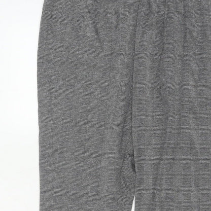 Marks and Spencer Women Grey UK 18 Geometric Tapered Stretch Trousers