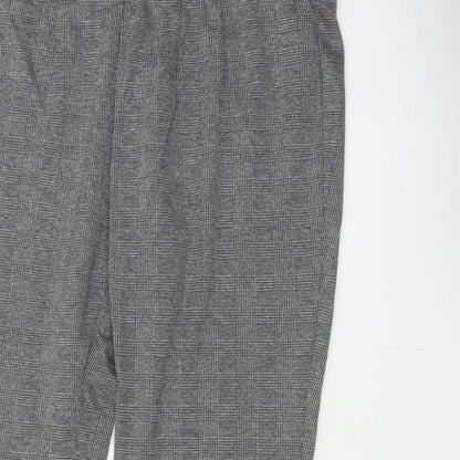 Marks and Spencer Women Grey UK 18 Geometric Tapered Stretch Trousers
